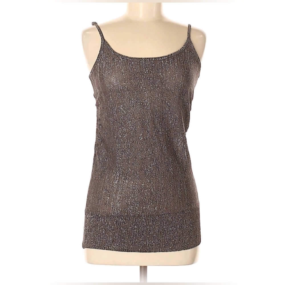 bebe Metallic Tank Top - Silver